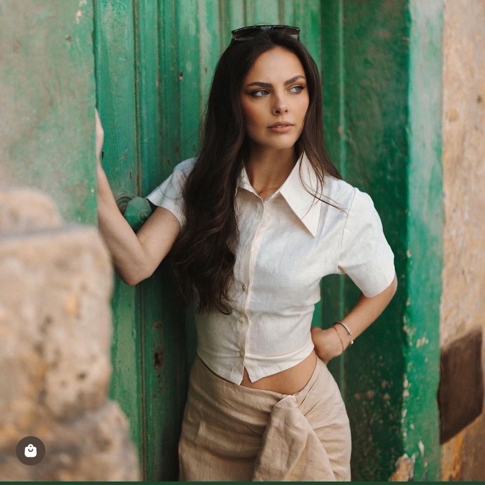 HEVRON***MILA Linen Ivory Cropped Top***XS $295